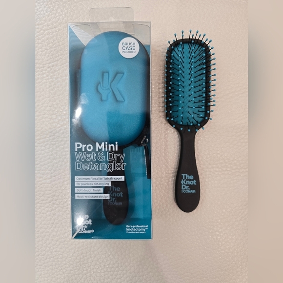 The Knot Dr. For Conair Pro Mini Wet Dry Detangler Brush Hair Case Teal Blue - Picture 2 of 5